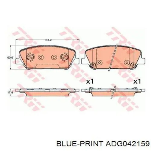 ADG042159 Blue Print колодки гальмівні передні, дискові