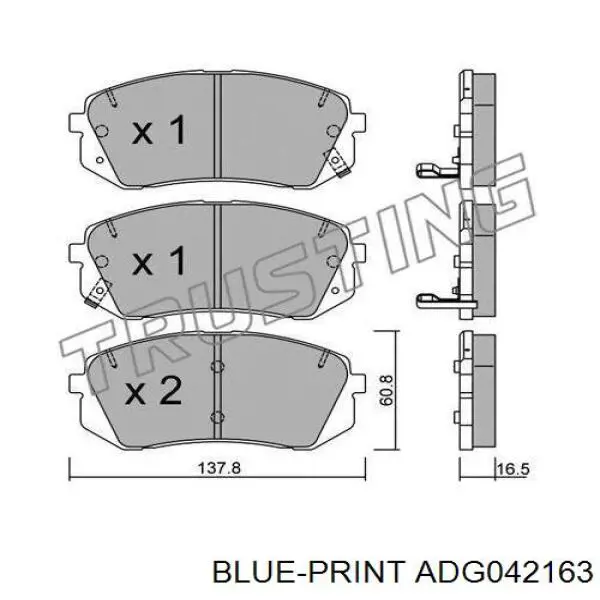 Колодки гальмівні передні, дискові S581013ZA10 Hyundai/Kia