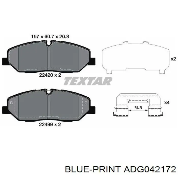 Гальмівні колодки Blue Print ADG042172 ціна, від 43.84 USD