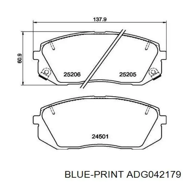 Гальмівні колодки Blue Print ADG042179 ціна, від 32.88 USD