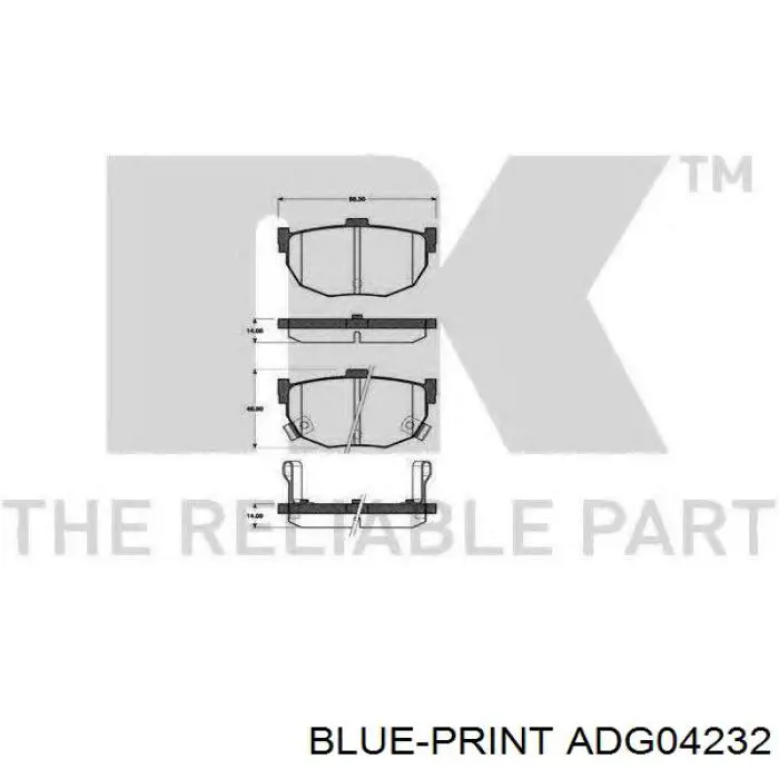 ADG04232 Blue Print колодки гальмові задні, дискові