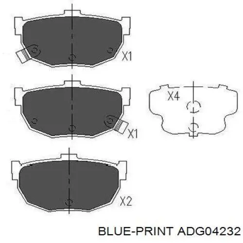 Задні гальмівні колодки Blue Print ADG04232 ціна, від 14.05 USD