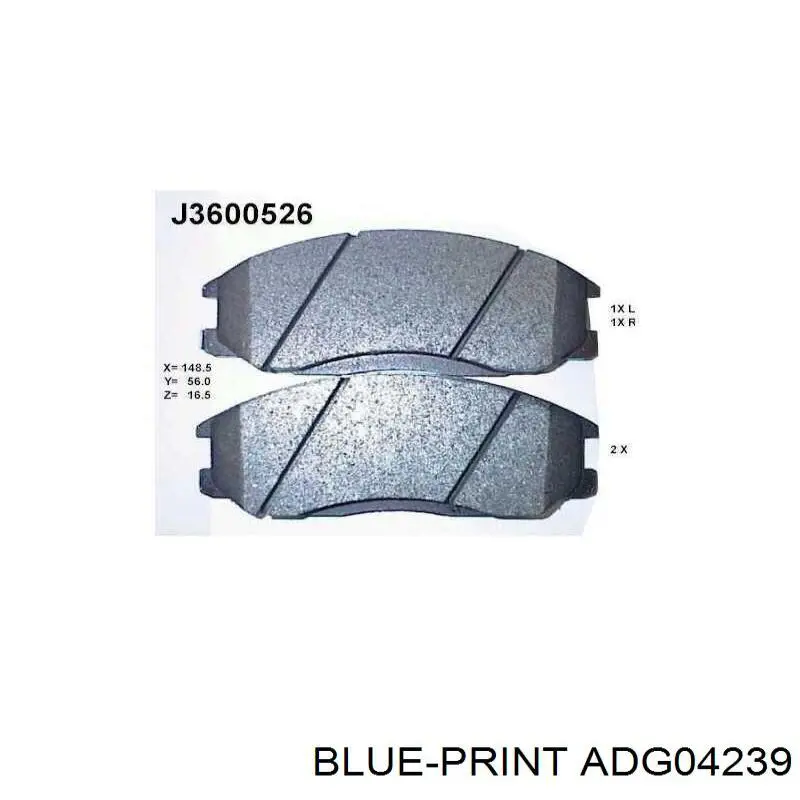 Передні тормозні колодки ADG04239 Blue Print