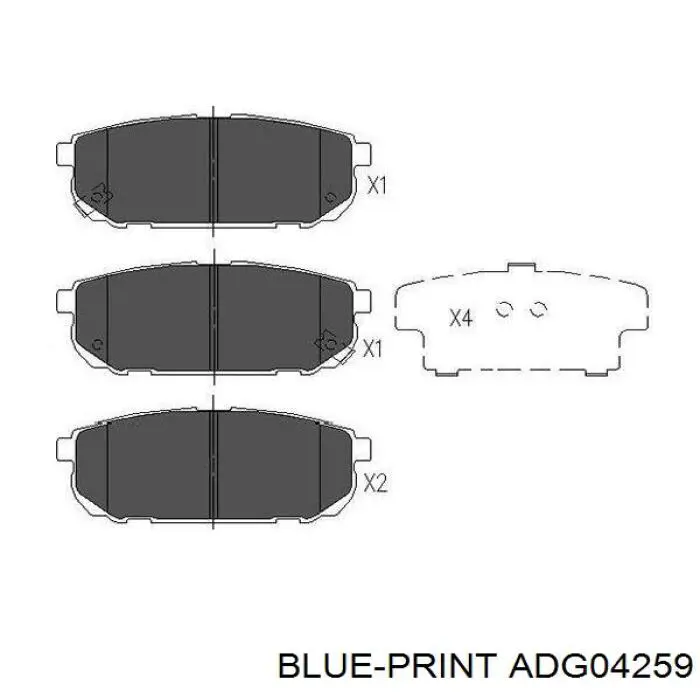 Задні гальмівні колодки ADG04259 Blue Print
