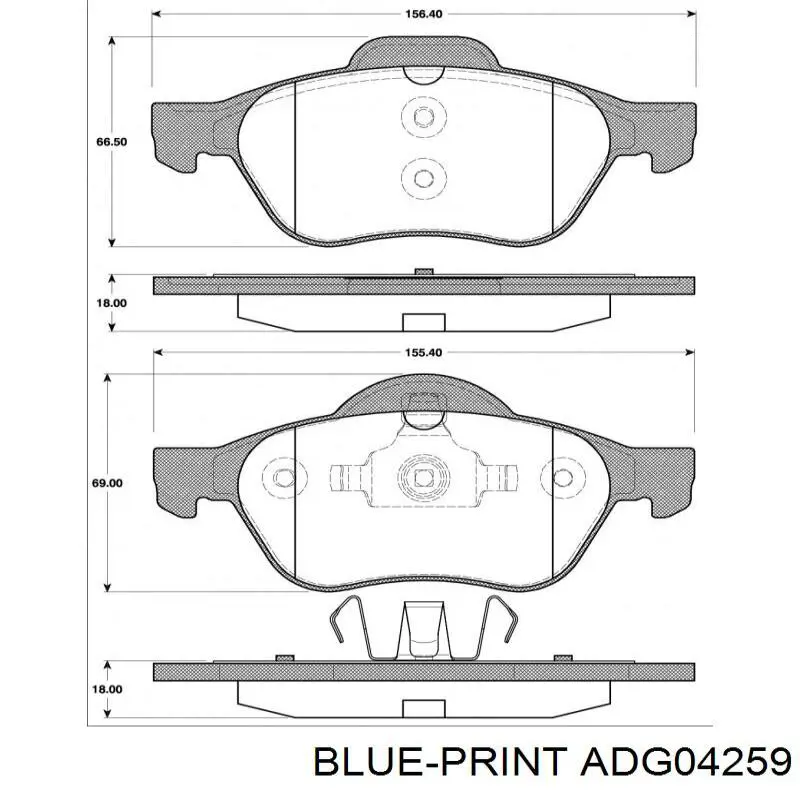 ADG04259 Blue Print Колодки гальмівні задні, дискові