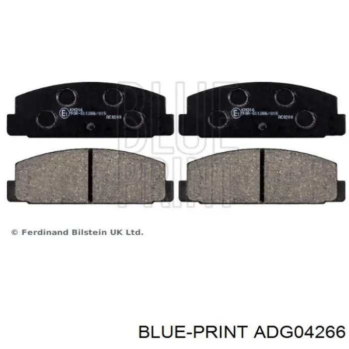 ADG04266 Blue Print Колодки гальмівні задні, дискові