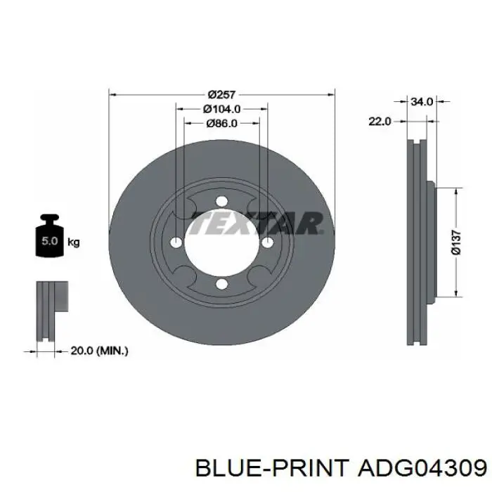 Диск переднього гальма ABS 16161 ціна, від 26.52 USD