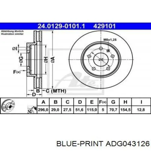 Гальмівні диски передні ADG043126 Blue Print