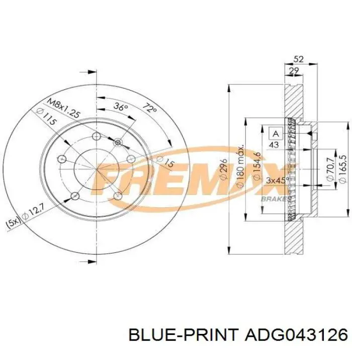 Диск переднього гальма Blue Print ADG043126 ціна, від 58.08 USD