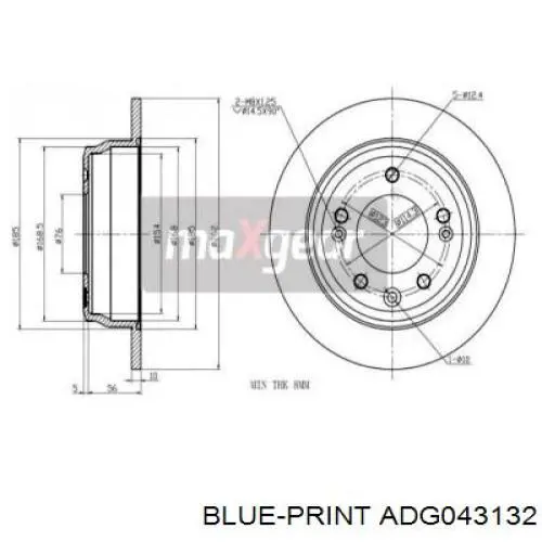 Гальмівні диски ADG043132 Blue Print