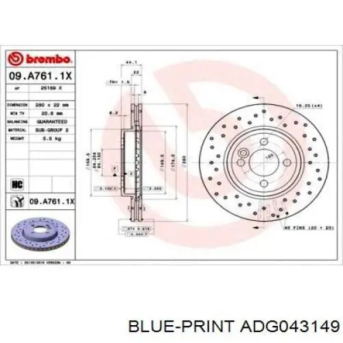 Купити ADG043149 Blue Print Ротор гальмівний
