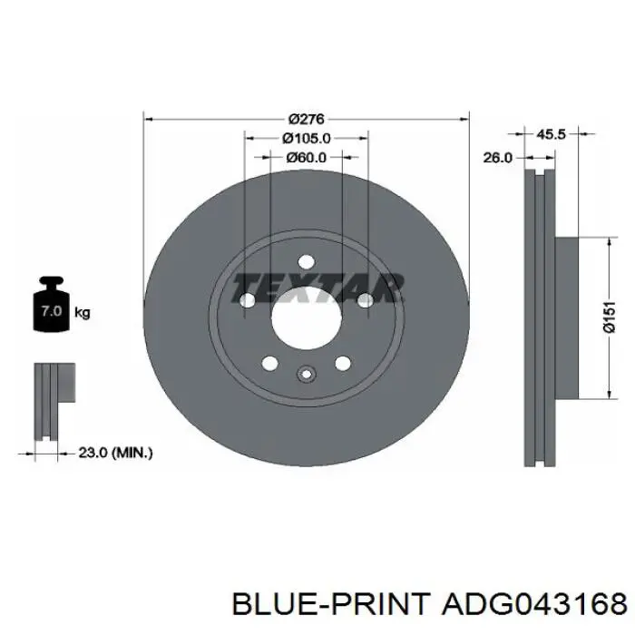 Гальмівні диски передні ADG043168 Blue Print