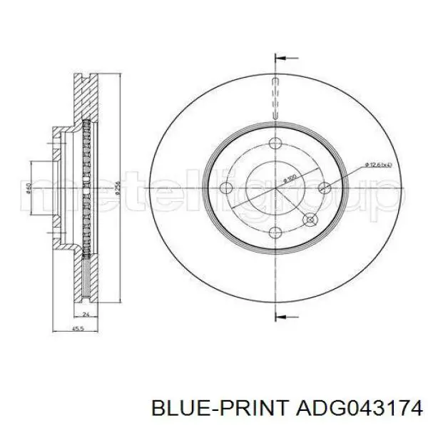 Гальмівні диски передні ADG043174 Blue Print