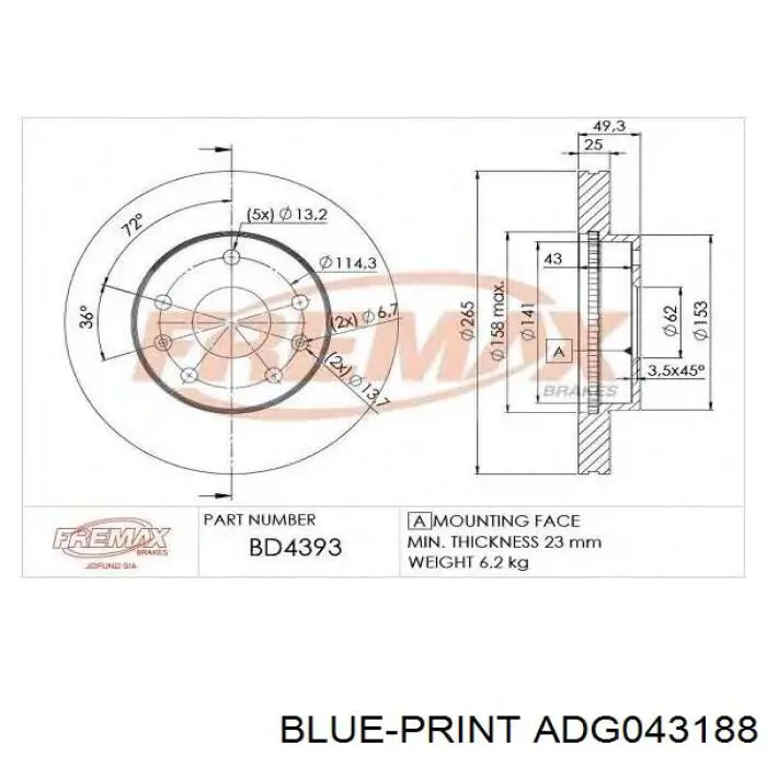 Гальмівні диски передні PR0395 Premium