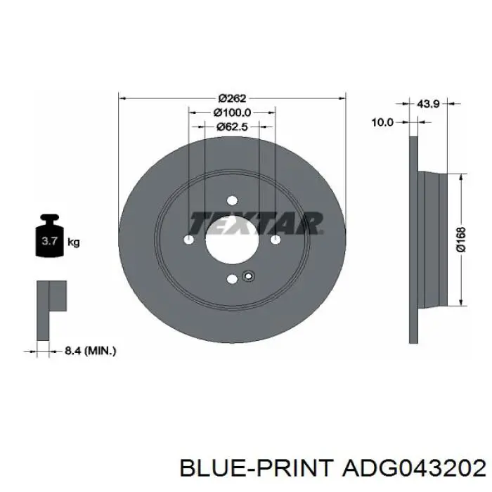 Купити ADG043202 Blue Print Диск заднього гальма