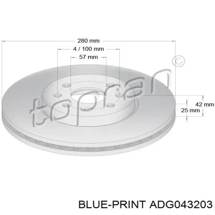 Гальмівні диски передні ADG043203 Blue Print