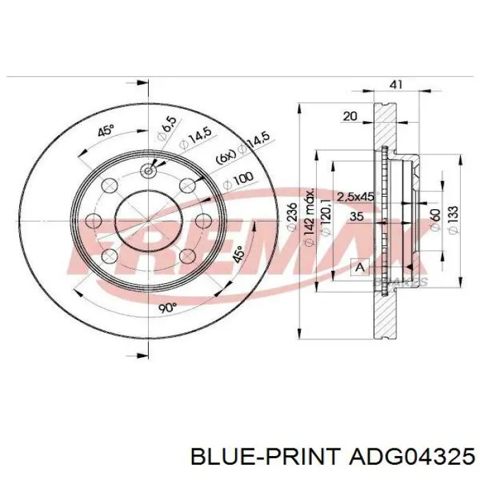 Диск переднього гальма Opel 90008006 ціна, від 22.03 USD