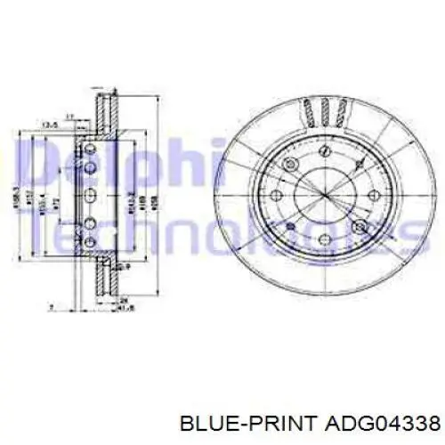 ADG04338 Blue Print Гальмо дискове переднє