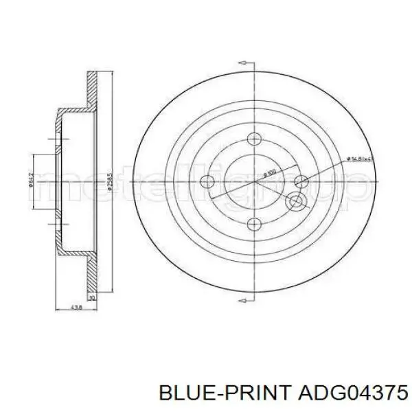 Задні дискові гальма Blue Print ADG04375 ціна, від 27.56 USD