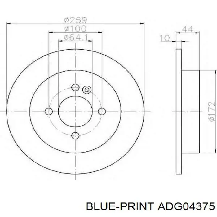 Гальмівні диски ADG04375 Blue Print