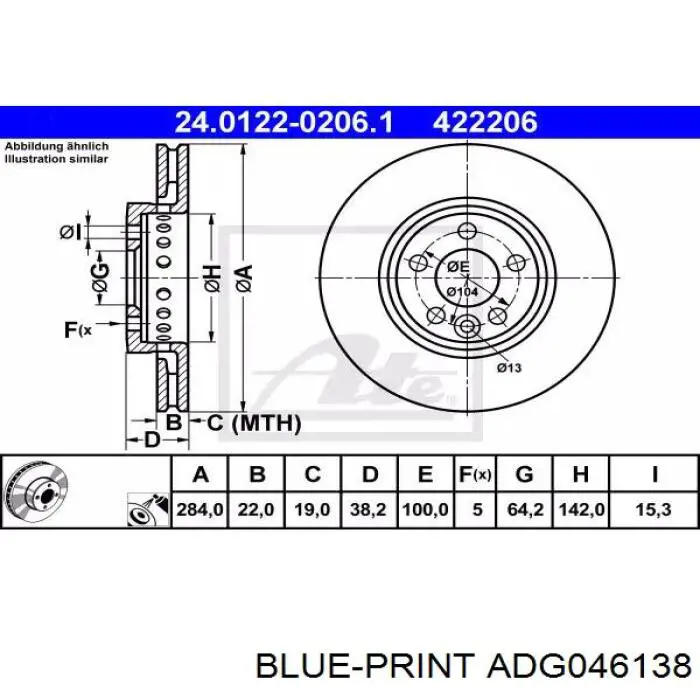 Трос ручного гальма задній, правий ADG046138 Blue Print