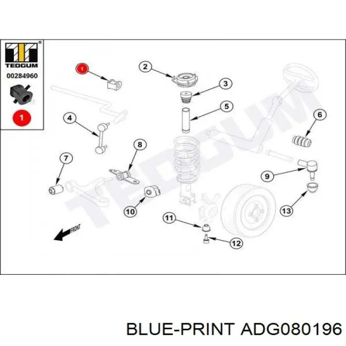 ADG080196 Blue Print втулка стабілізатора переднього