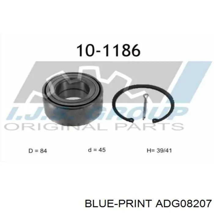 Комплект підшипник маточини передньої Blue Print ADG08207 ціна, від 24.77 USD