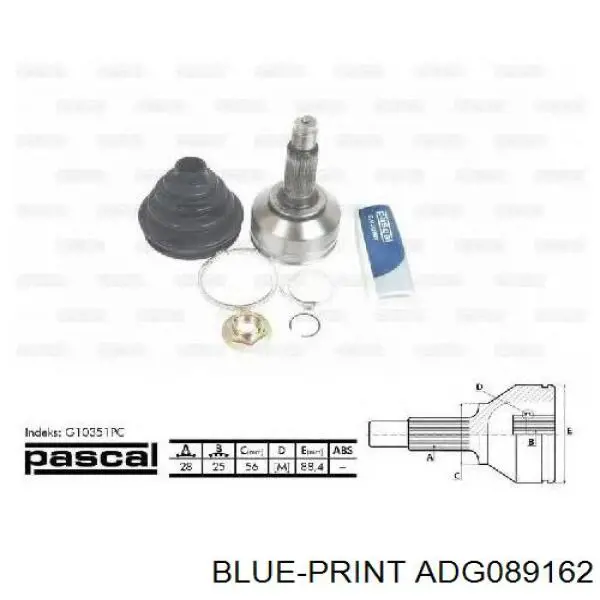 ADG089162 Blue Print піввісь (привід передня, права)