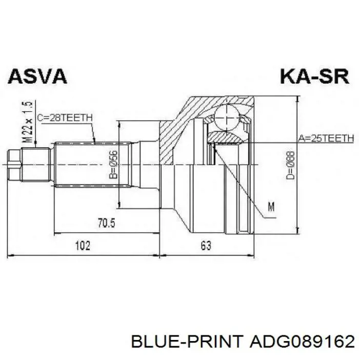 Піввісь передня, права Blue Print ADG089162 ціна, від 93.74 USD