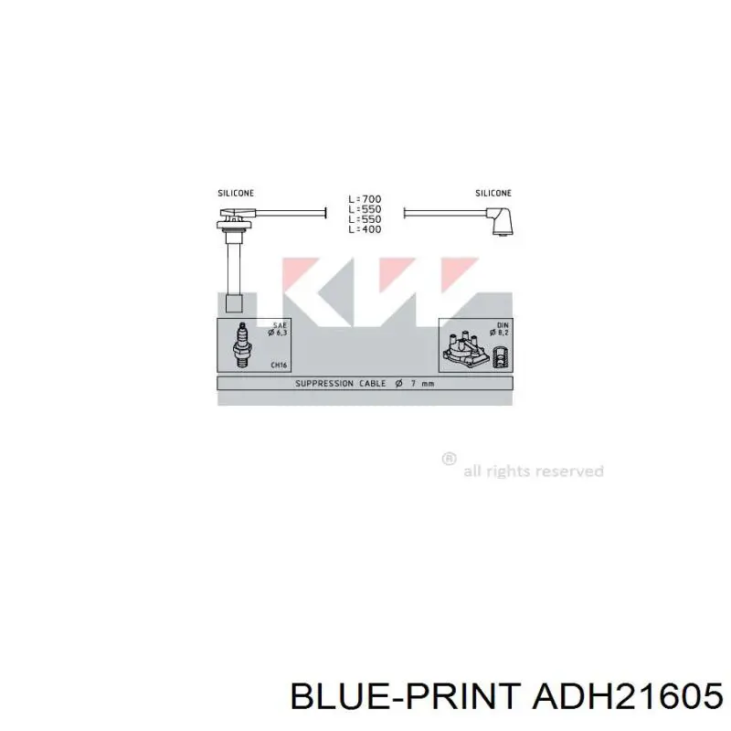 ADH21605 Blue Print дріт високовольтні, комплект