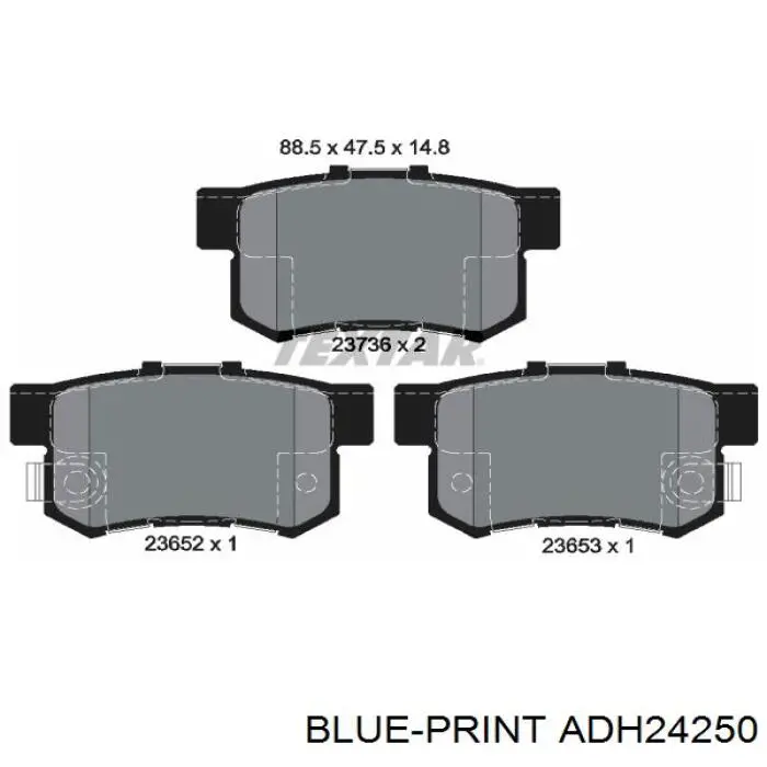 Задні гальмівні колодки Blue Print ADH24250 ціна, від 15.38 USD