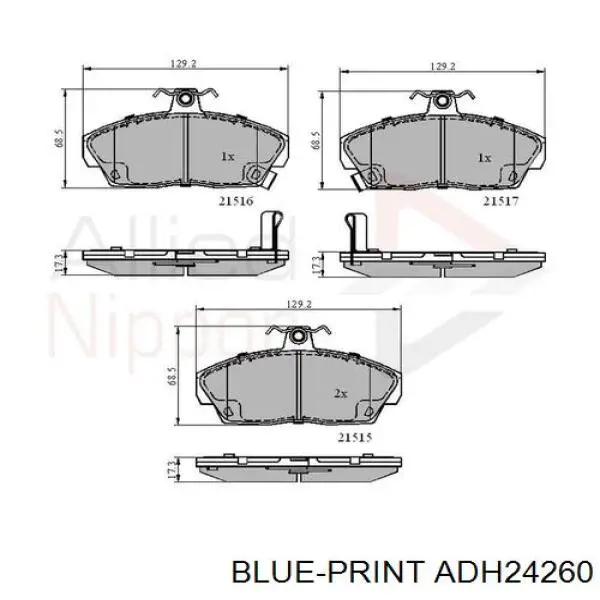 Тормозні колодки Blue Print ADH24260