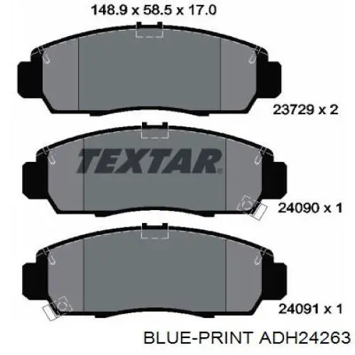 ADH24263 Blue Print Передні гальмівні колодки