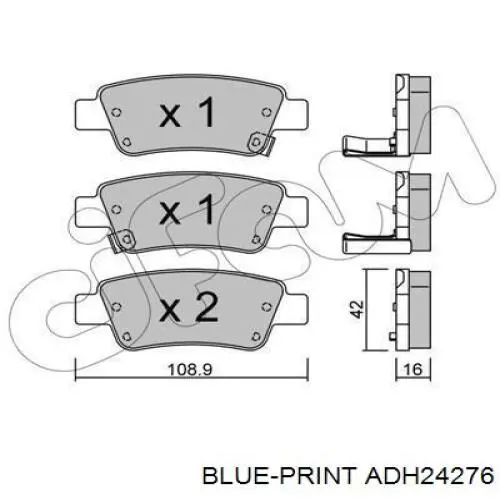 Задні гальмівні колодки Blue Print ADH24276 ціна, від 24.56 USD