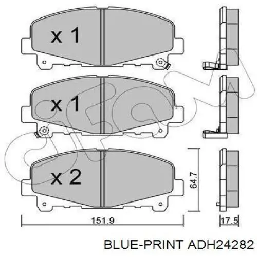 Купити ADH24282 Blue Print Колодки гальмівні передні, дискові