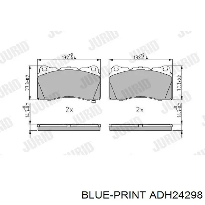 Колодки гальмівні передні, дискові ADH24298 Blue Print