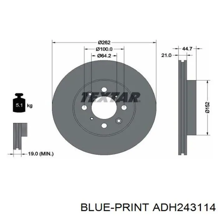 ADH243114 Blue Print Гальмо дискове переднє