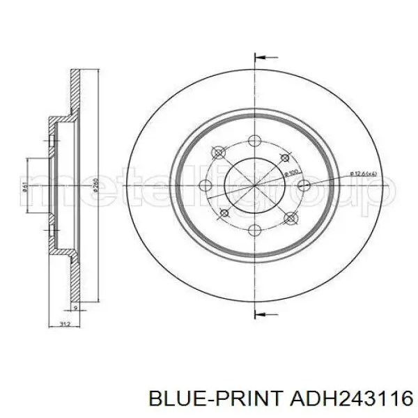 Купити ADH243116 Blue Print Диск заднього гальма