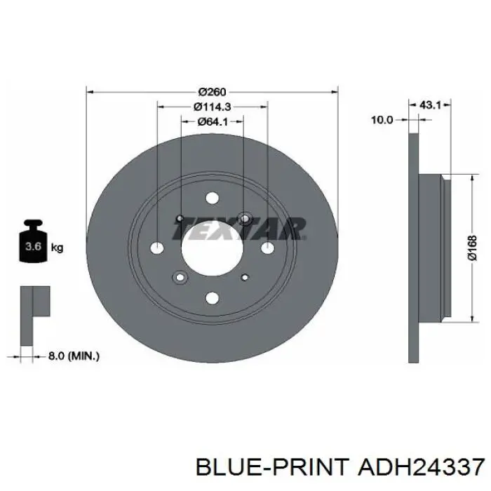 Гальмівні диски ADH24337 Blue Print