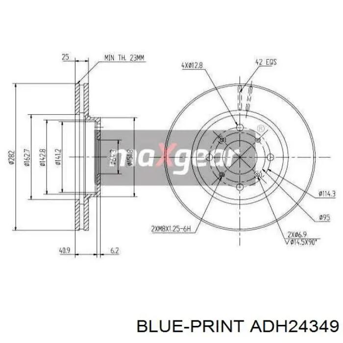 Диск гальмівний передній Blue Print ADH24349