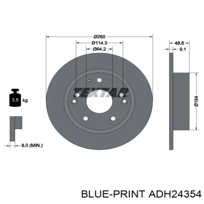 Гальмівні диски ADH24354 Blue Print