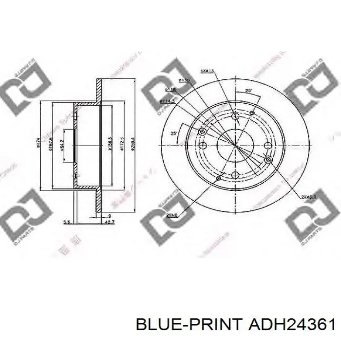 Гальмівні диски ADH24361 Blue Print