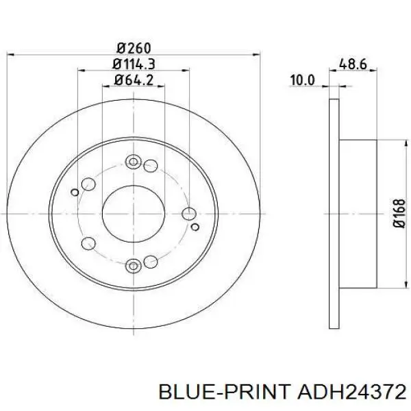 Гальмівні диски ADH24372 Blue Print