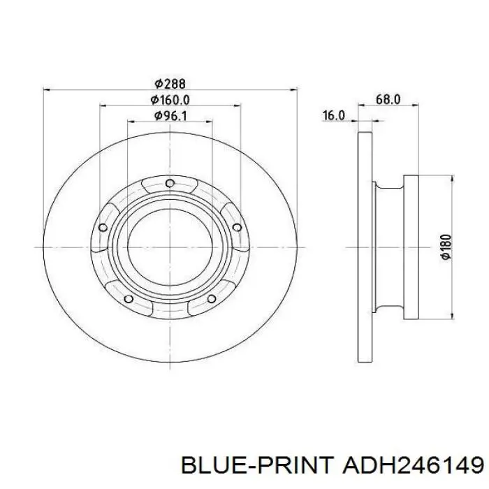 Трос стоянкового гальма задній лівий Blue Print ADH246149 ціна, від 27.08 USD