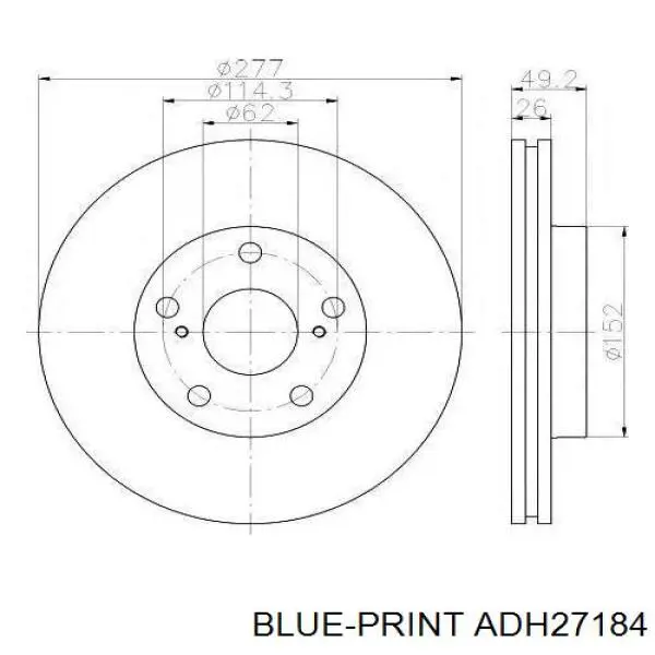ADH27184 Blue Print датчик абс (abs задній, правий)