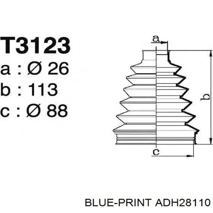 Пильник шарніра кутових швидкостей зовнішній передній Blue Print ADH28110 ціна, від 11.71 USD