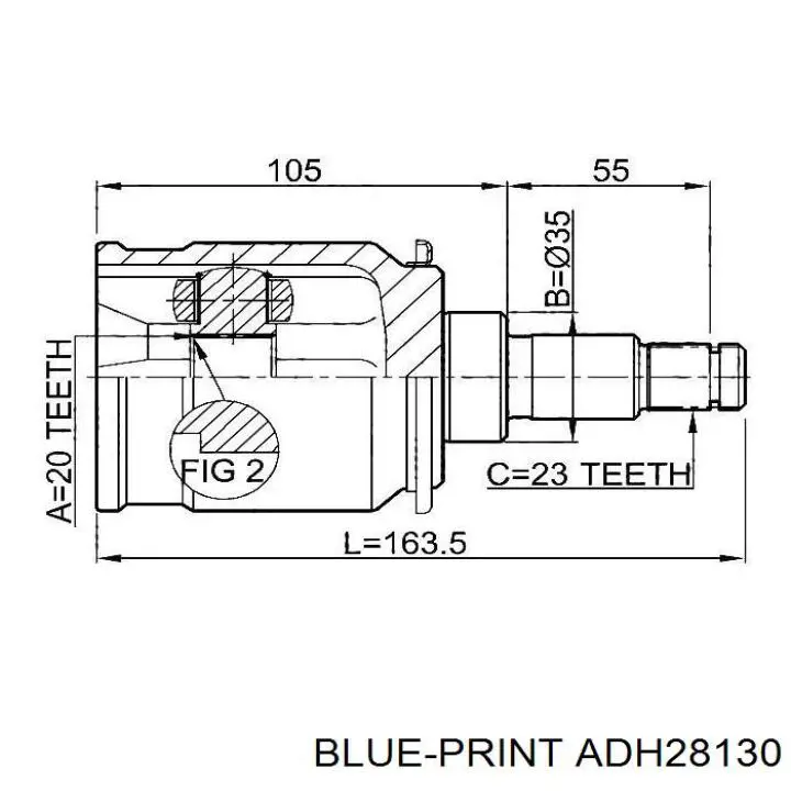 Пильник ШРКШа внутрішній, задньої піввісі ADH28130 Blue Print