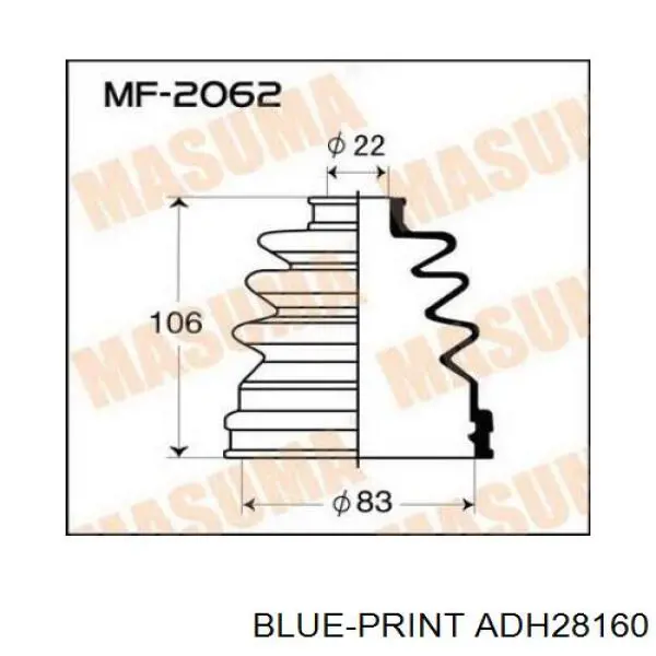 ADH28160 Blue Print пильник шруса зовнішній, передній піввісі