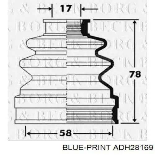 ADH28169 Blue Print пильник шруса зовнішній, задньої піввісі