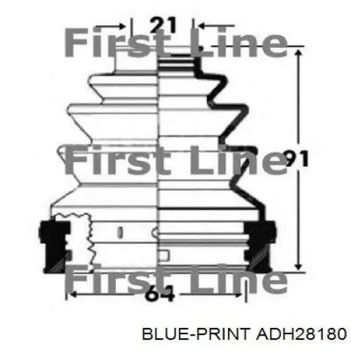 Пильник гранати внутрішній, передній півосі Blue Print ADH28180 ціна, від 12.46 USD